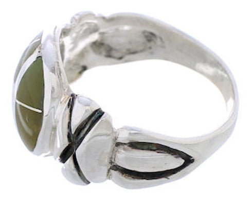 Silver Turquoise Inlay Southwest Ring Size 5-1/4 TX40001